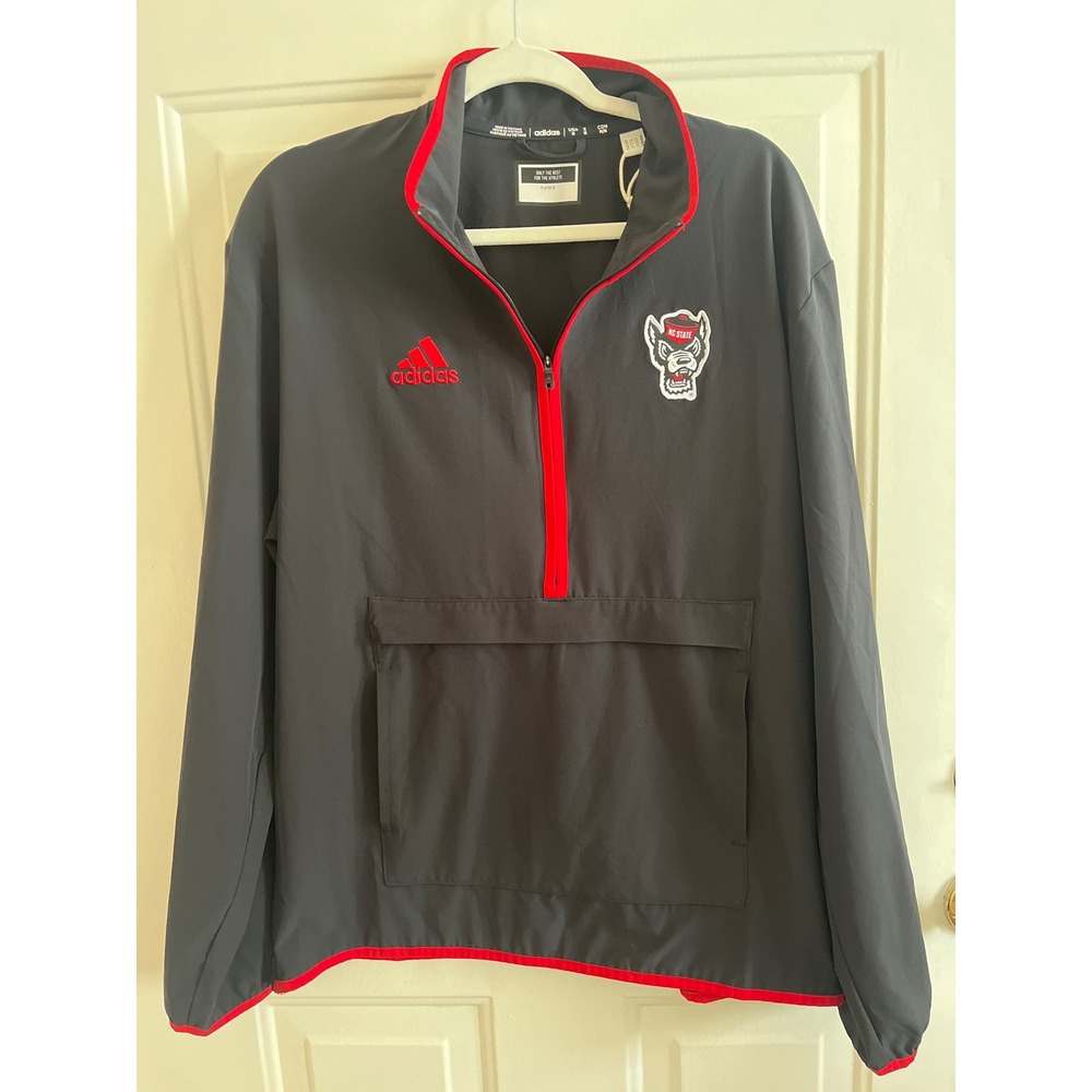 Adidas Pullover Men M Black NC State Wolfpack Quarter Zip Windbreaker Jacket